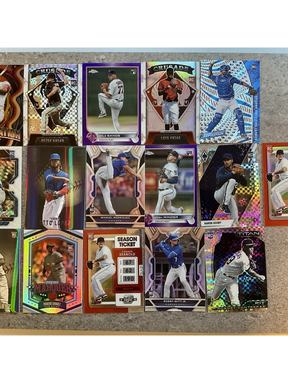 Lot Of 16 Prizm & Refractor Baseball Cards Including Many Rookies